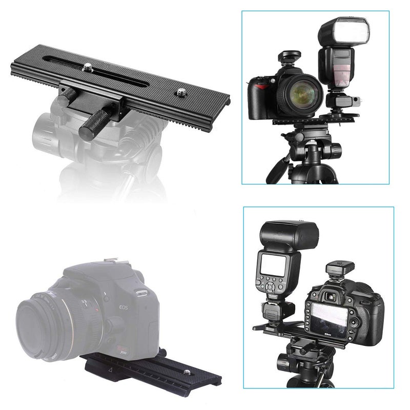 EXMAXÂ® 16cm 2 Way Macro Shot Focusing Focus Rail Slider/Close-up Shooting 1/4 Quick Screw Release Mount Camera Flash Support Plate - Image 2